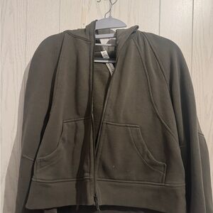 Olive Green Zip-Up Hoodie